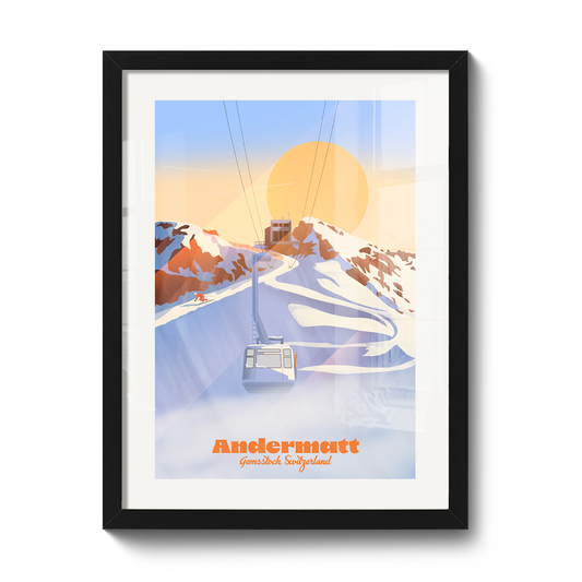 Andermatt Ski Poster | Gemsstock | Swiss Wall Art