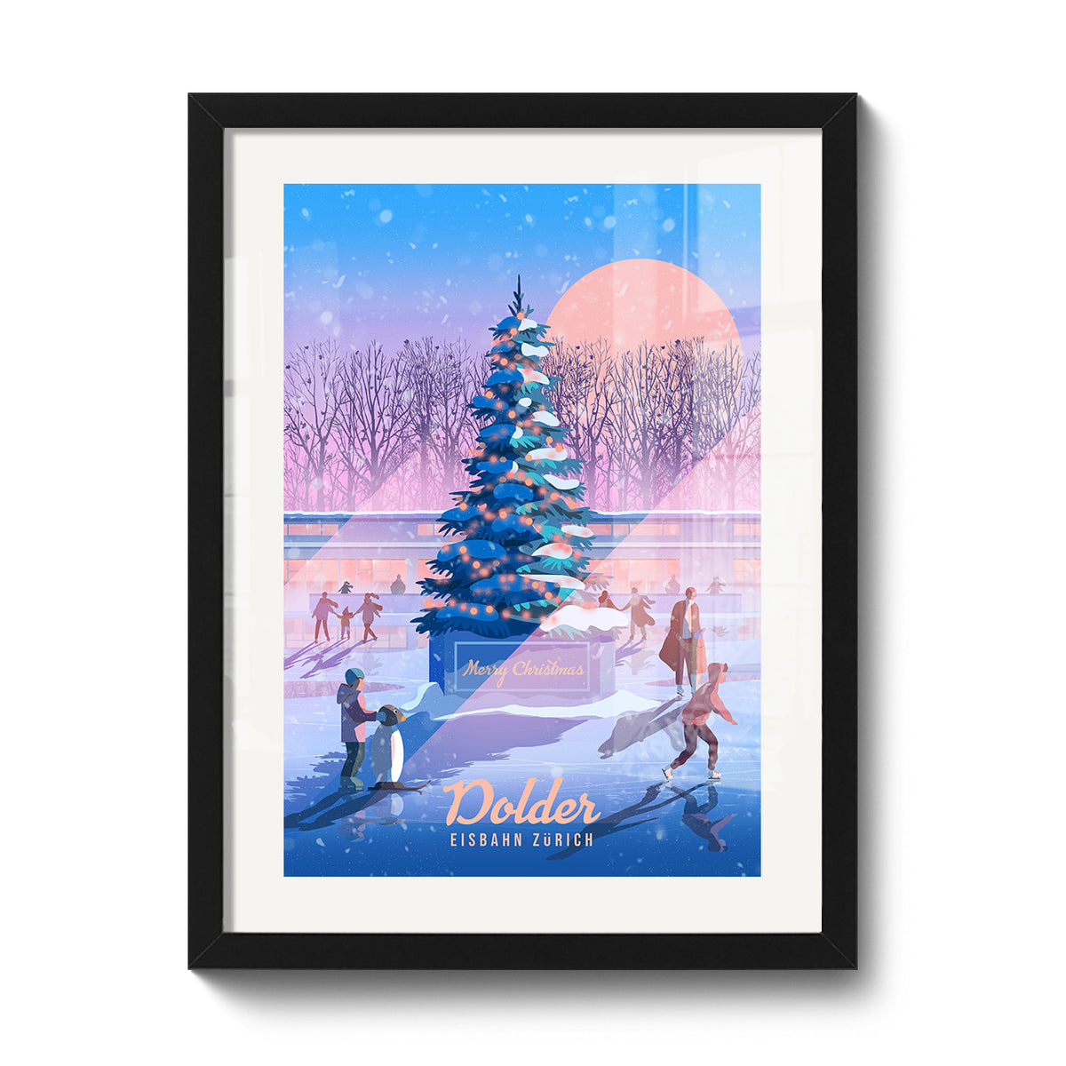 Zurich Poster | Dolder Eisbahn at Christmas | Swiss Wall Art