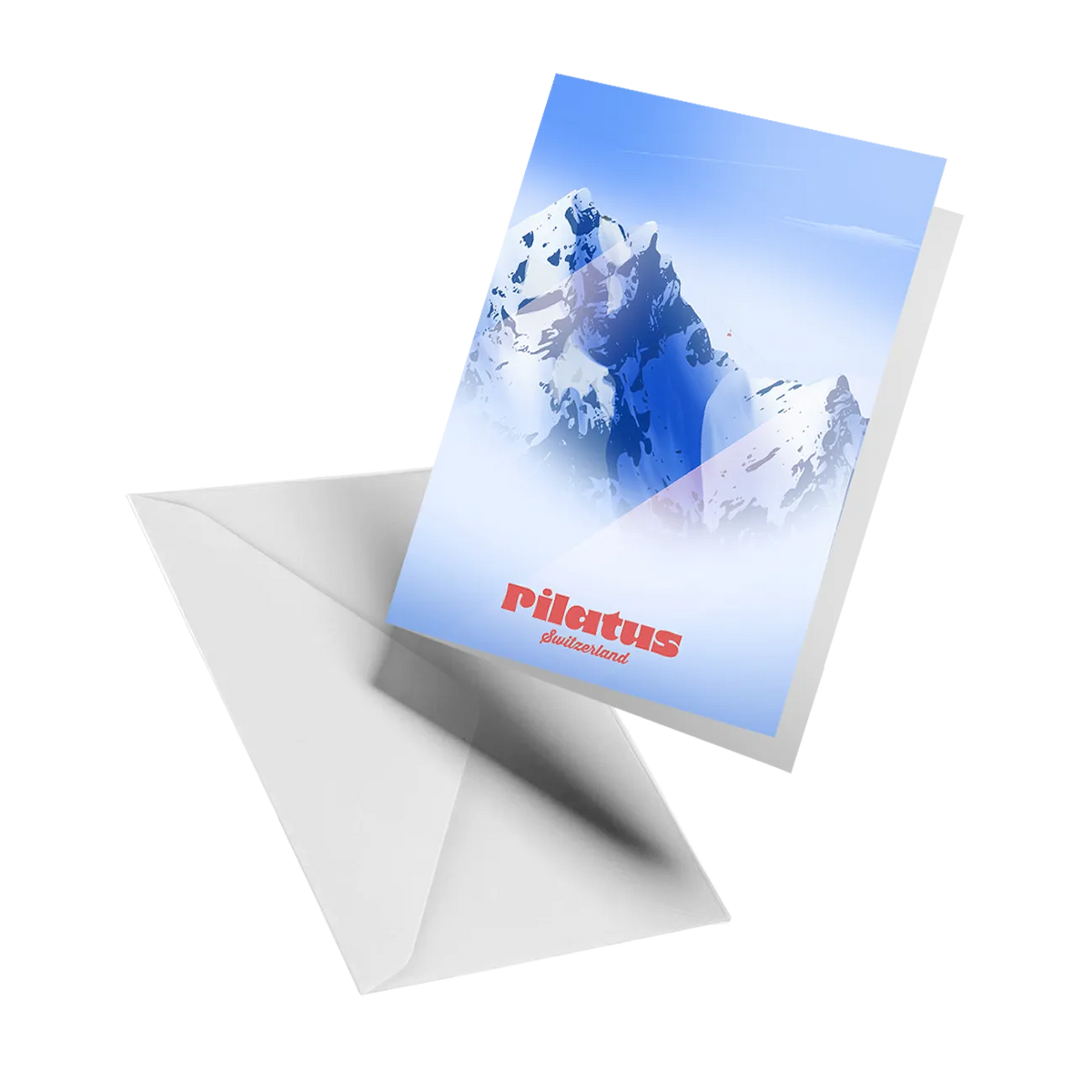 Illustrated greeting card by LEKKA: The Pilatus cable car above Lucerne