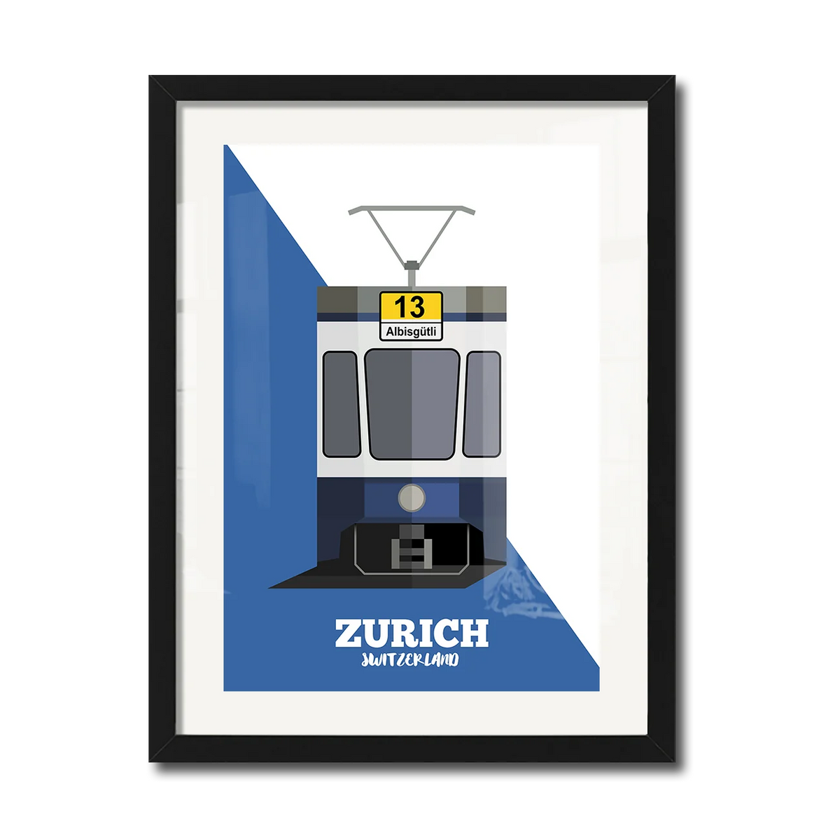 30 x 40 cm framed print by LEKKA: Zurich's tram 13, one of the city's icons