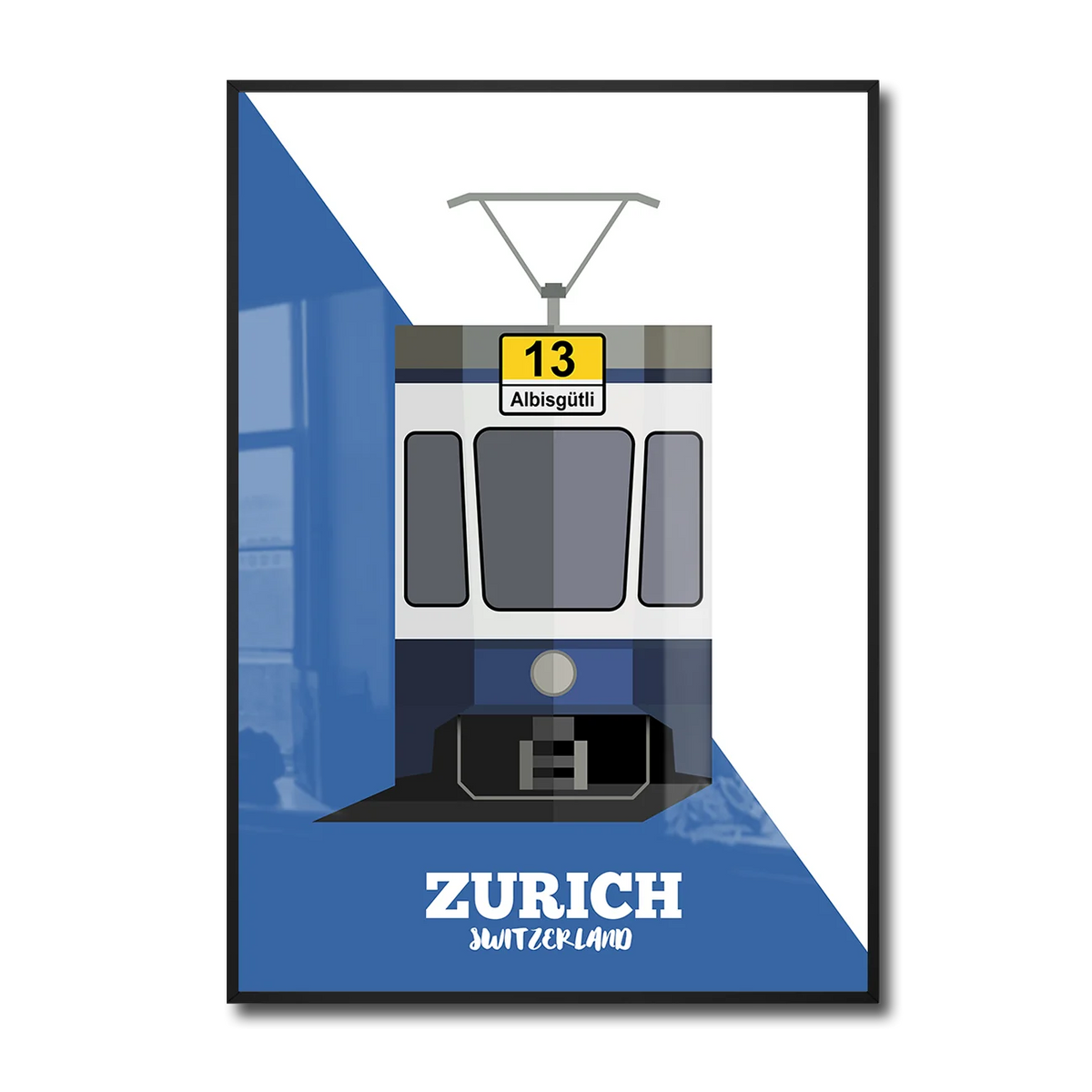 Framed A2 poster by LEKKA: Zurich's tram 13, one of the city's icons
