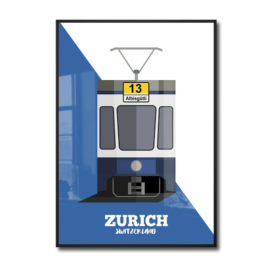 Framed A2 poster by LEKKA: Zurich's tram 13, one of the city's icons