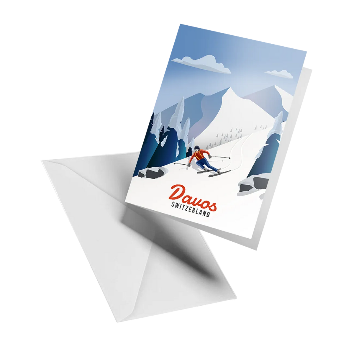 Illustrated greeting card by LEKKA: Davos in winter