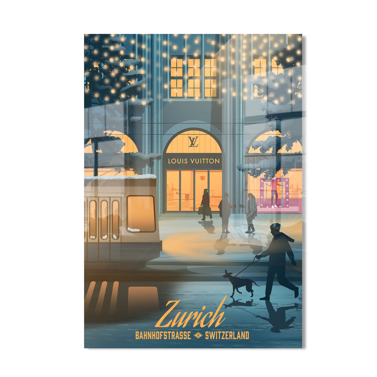 Zurich Bahnhofstrasse Poster | Swiss Christmas Wall Art