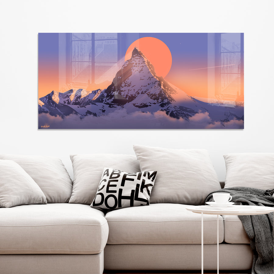 Wide-format Plexiglas print by LEKKA: A warm wide view of the Matterhorn at sunrise