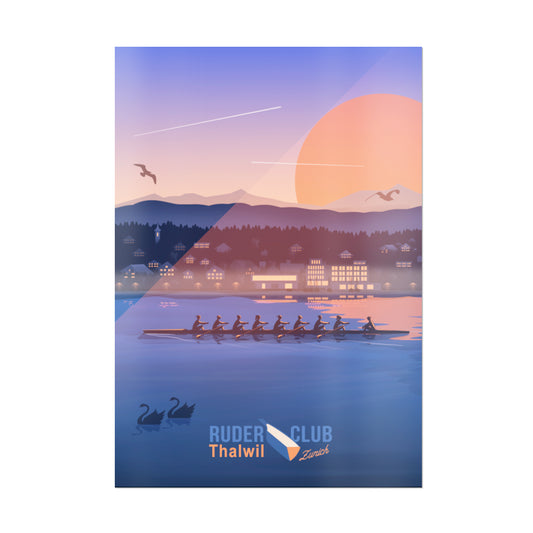 Thalwil Ruder Club illustrated art print — Switzerland lake poster, unframed poster print.