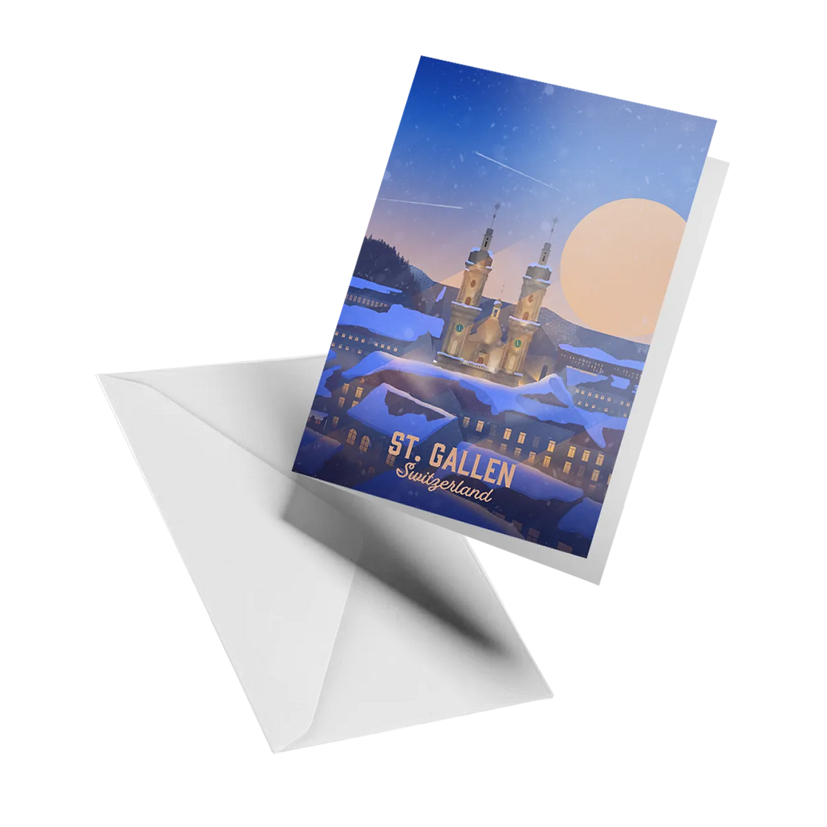 Illustrated greeting card by LEKKA: The old town of St. Gallen