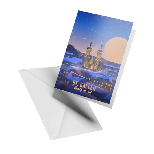 Illustrated greeting card by LEKKA: The old town of St. Gallen