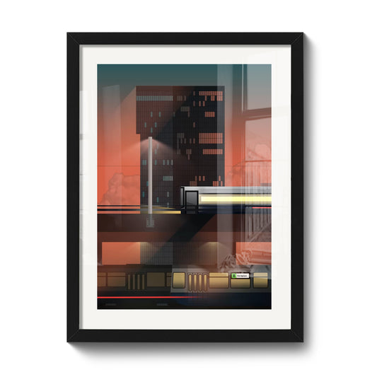 Tirage encadré 30 x 40 cm LEKKA : La Prime Tower au-dessus de Zurich Ouest, dans le Kreis 5