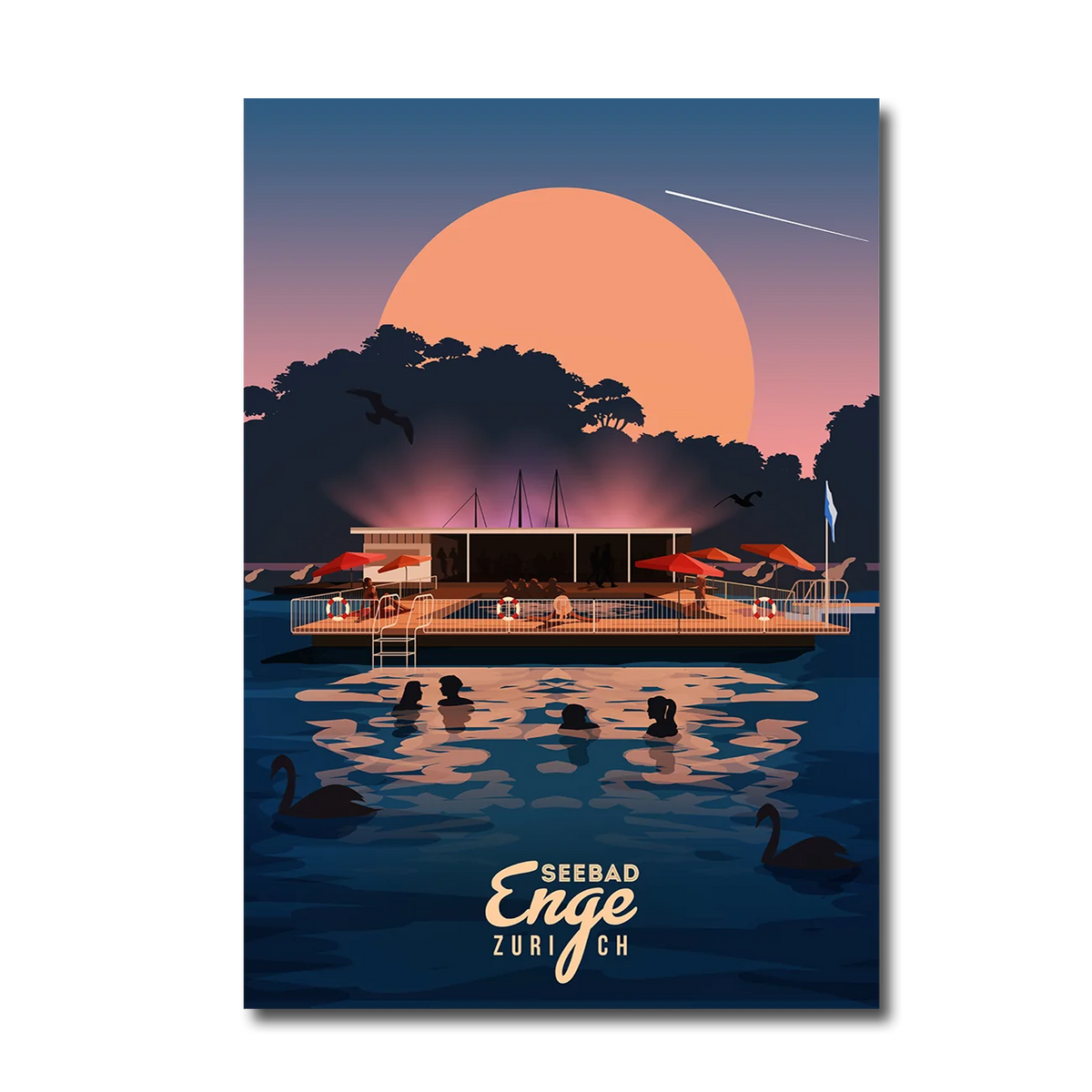 Aluminium Dibond print by LEKKA: Badi Enge, the floating summer bath on Lake Zurich