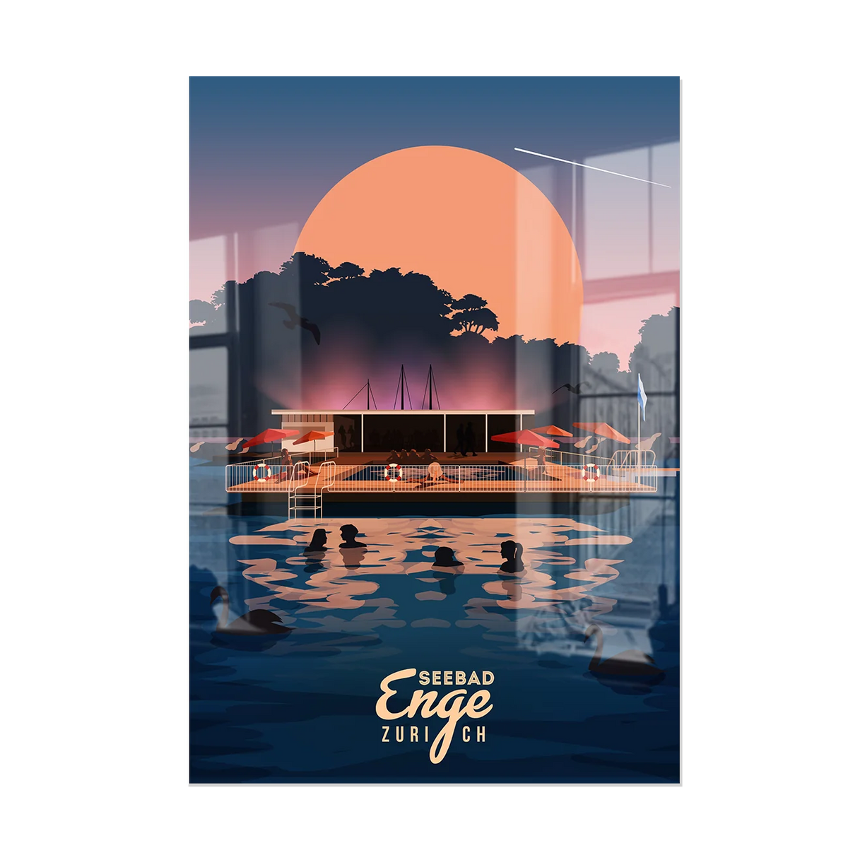 Plexiglas print by LEKKA: Badi Enge, the floating summer bath on Lake Zurich