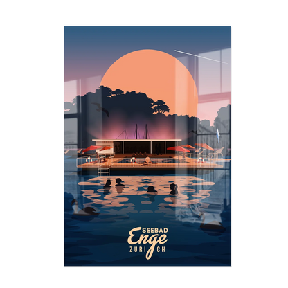 Plexiglas print by LEKKA: Badi Enge, the floating summer bath on Lake Zurich