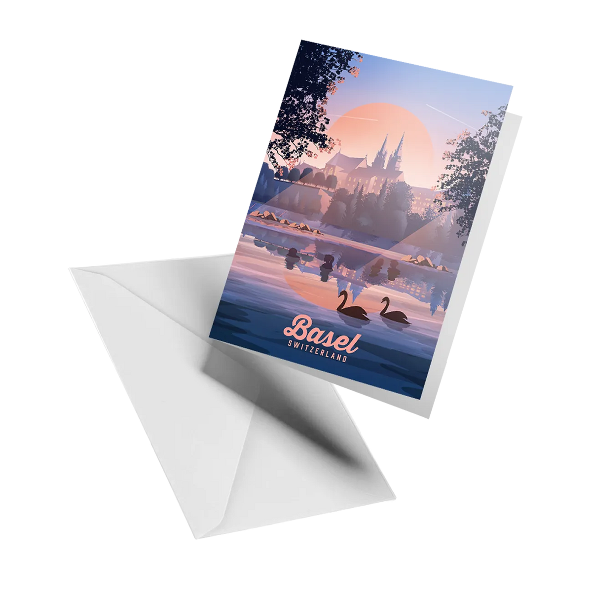Illustrated greeting card by LEKKA: Basel on the Rhine
