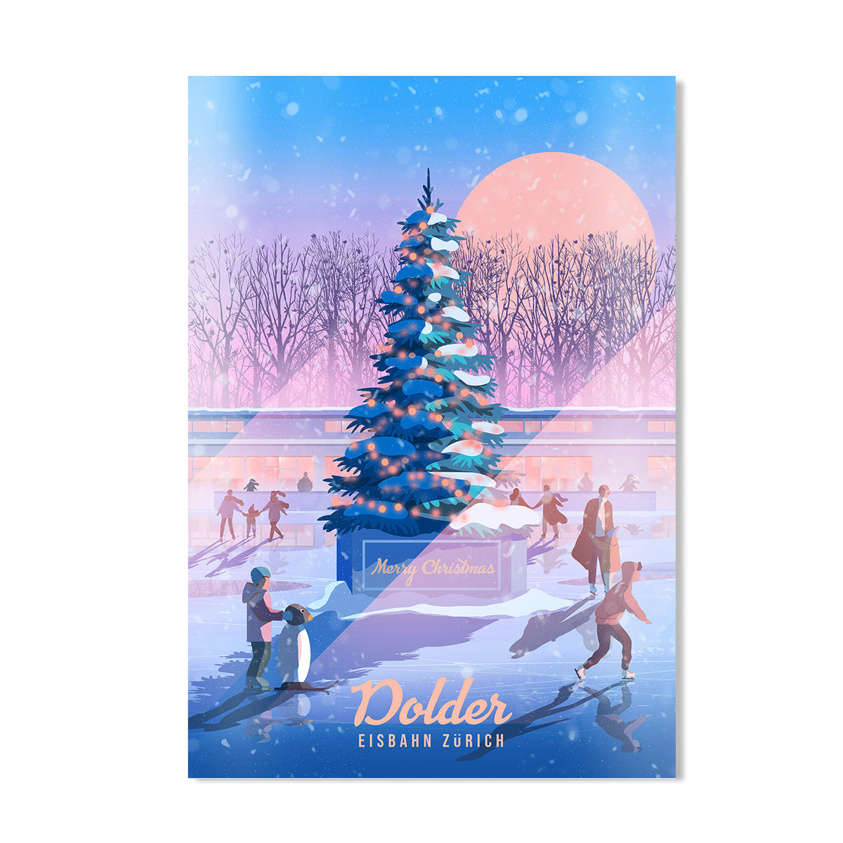 Zurich Poster | Dolder Eisbahn at Christmas | Swiss Wall Art