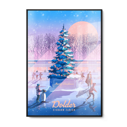 Zurich Poster | Dolder Eisbahn at Christmas | Swiss Wall Art