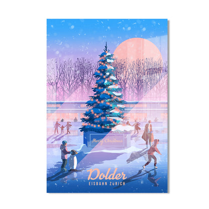 Zurich Poster | Dolder Eisbahn at Christmas | Swiss Wall Art