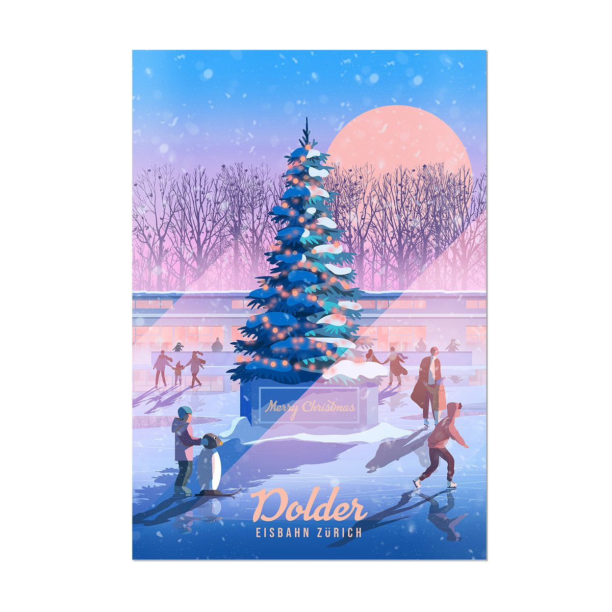 Zurich Poster | Dolder Eisbahn at Christmas | Swiss Wall Art