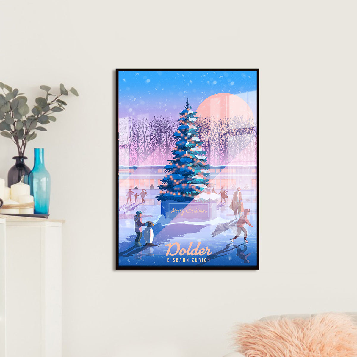 Zurich Poster | Dolder Eisbahn at Christmas | Swiss Wall Art