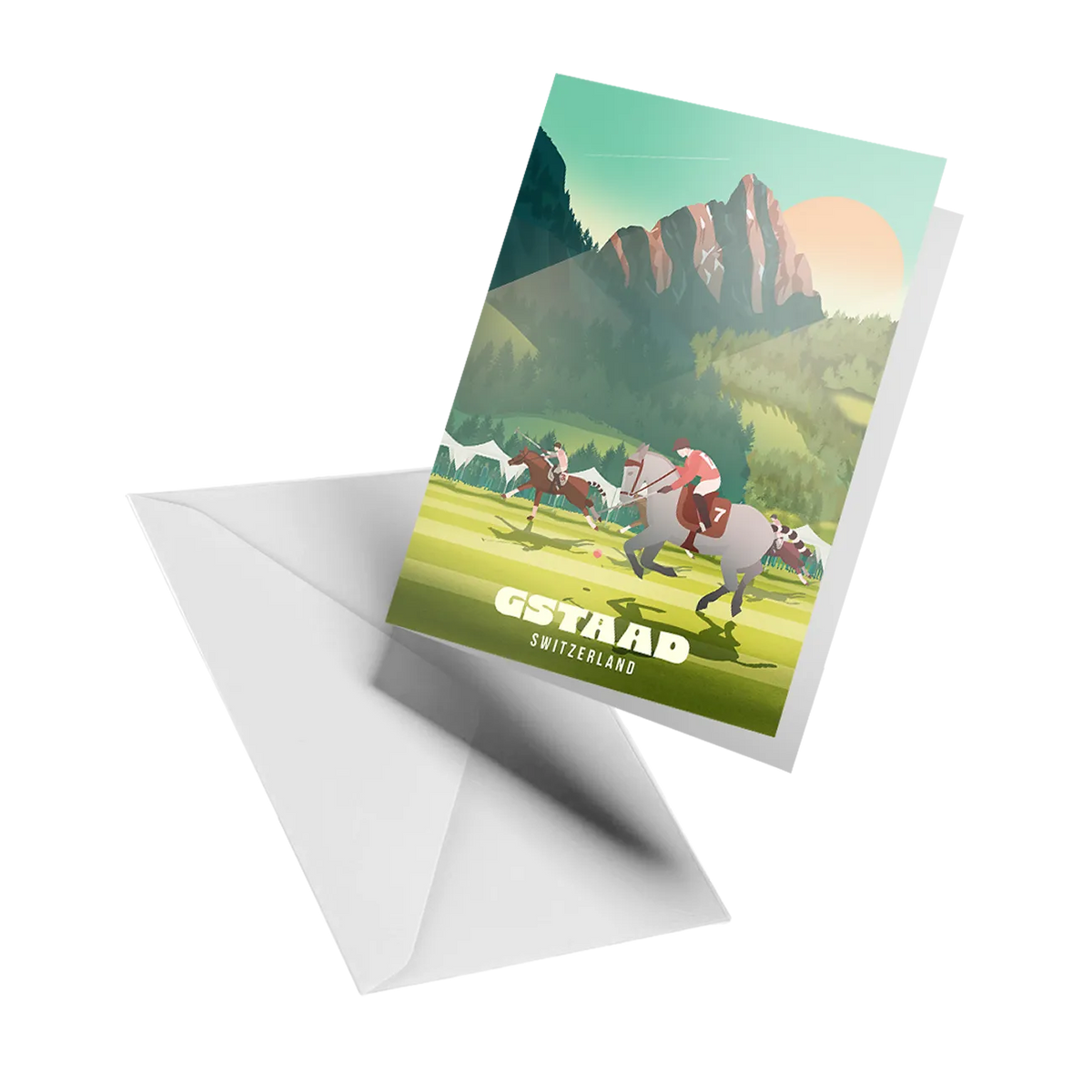 Illustrated greeting card by LEKKA: Polo in Gstaad