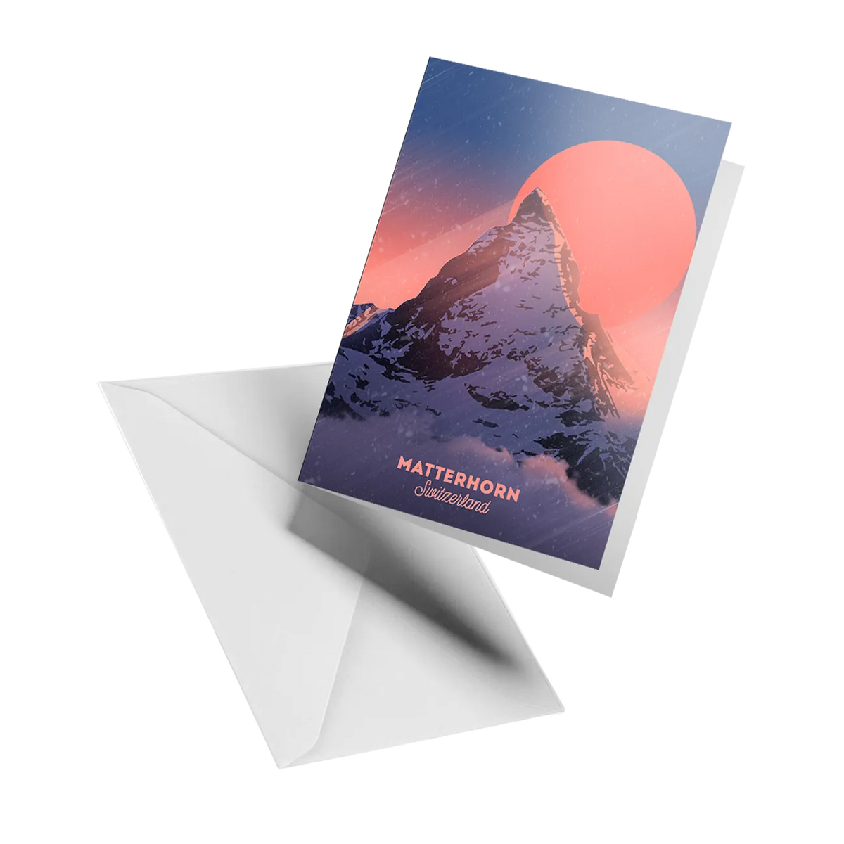 Illustrated greeting card by LEKKA: The Matterhorn above Zermatt