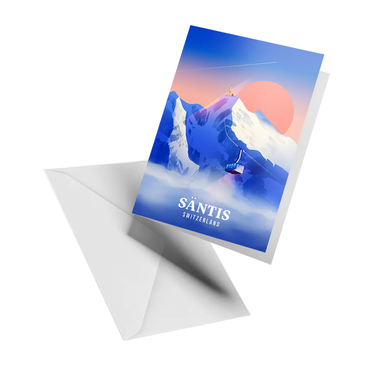 Illustrated greeting card by LEKKA: The Säntis, highest peak of the Alpstein range